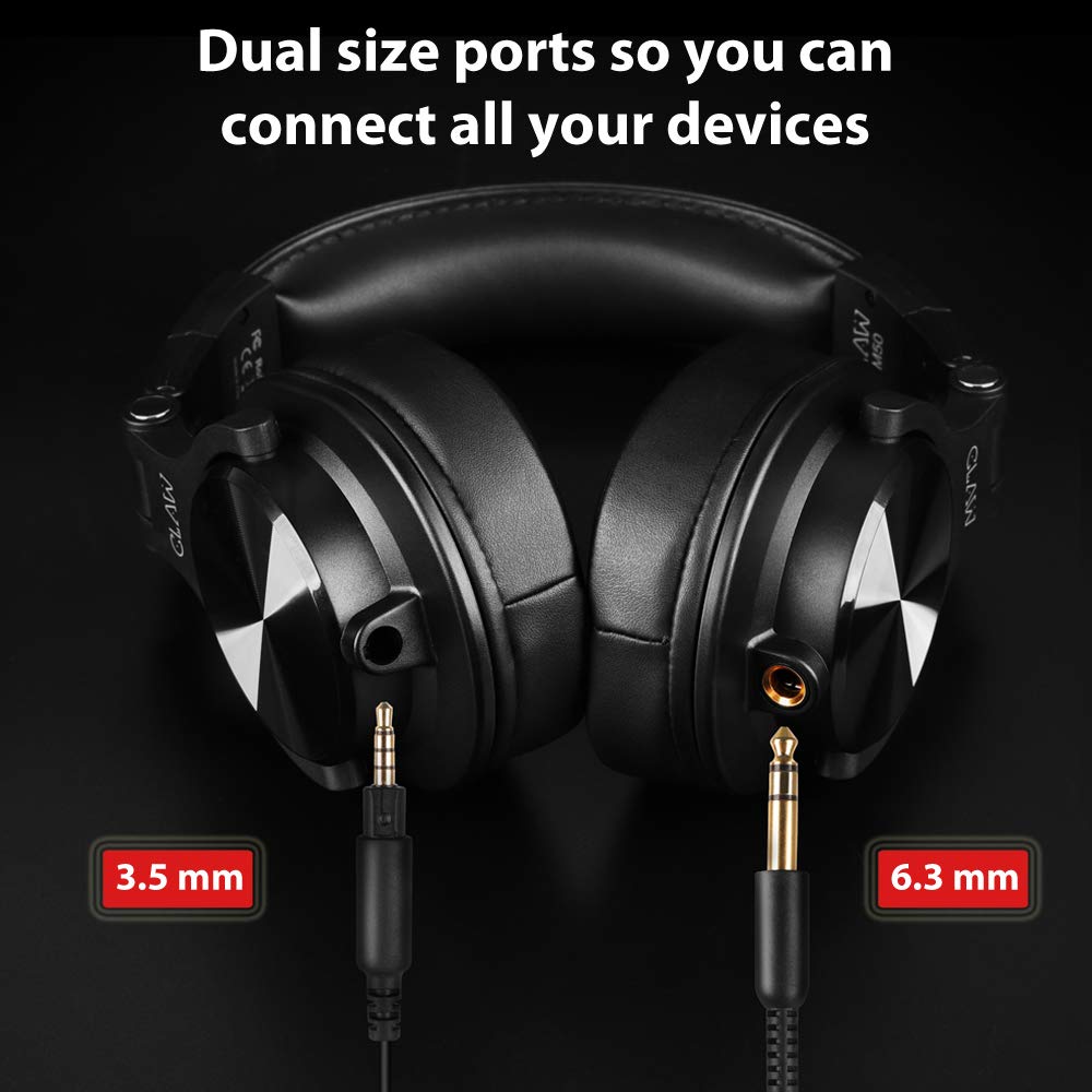 CLAW SM50 Professional Studio Monitoring DJ Wired Over Ear Headphones with 2 Detachable Cables (2.8m Coiled Cable & 1.2m Straight Cable with Mic and in-line Controls) (SM50)
