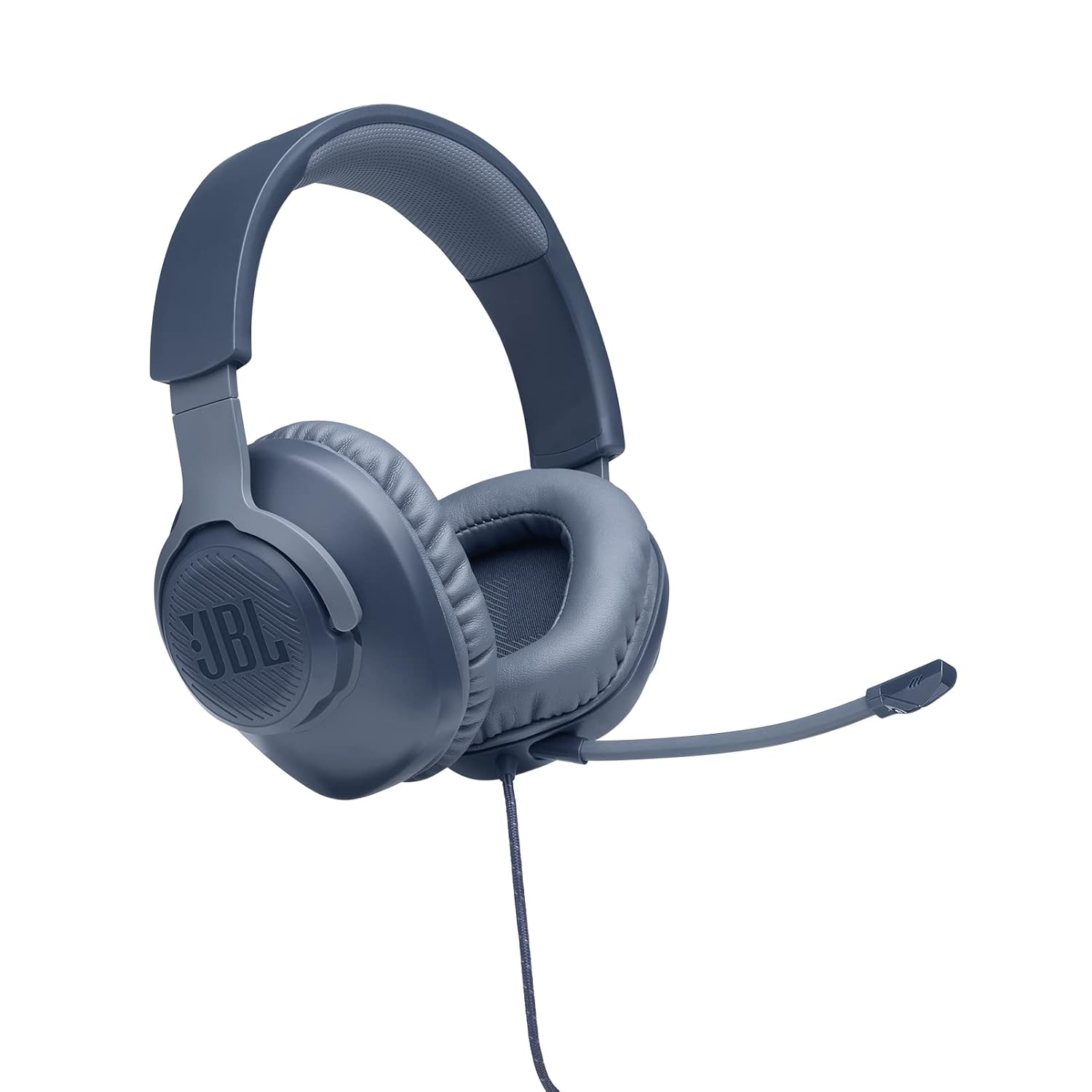 JBL Quantum 100 Wired Over Ear Gaming Headphones with Mic, 40mm Realistic Dynamic Drivers, Detachable Boom Mic, 1kHz Sensitivity, Memory Foam Cushioning, PC/Mobile/PS/Xbox/Nintendo/VR Compatible-Blue