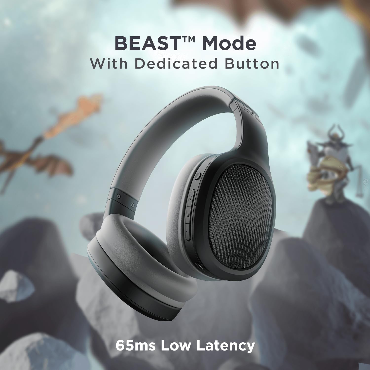 boAt Rockerz 460 Wireless Over Ear Headphones w/Up to 30hrs Playtime, 40mm Drivers, Beastâ„¢ Mode, ENxâ„¢, Dual Pairing, BT v5.2, Instant Voice Assistant, Adaptive Fit(Active Black)