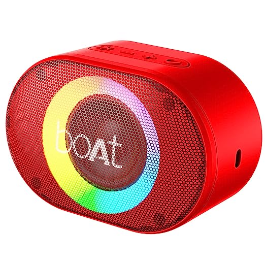 boAt Stone 250 Portable Wireless Speaker with 5W RMS Immersive Audio, RGB LEDs, Up to 8HRS Playtime, IPX7 Water Resistance, Multi-Compatibility Modes(Red)