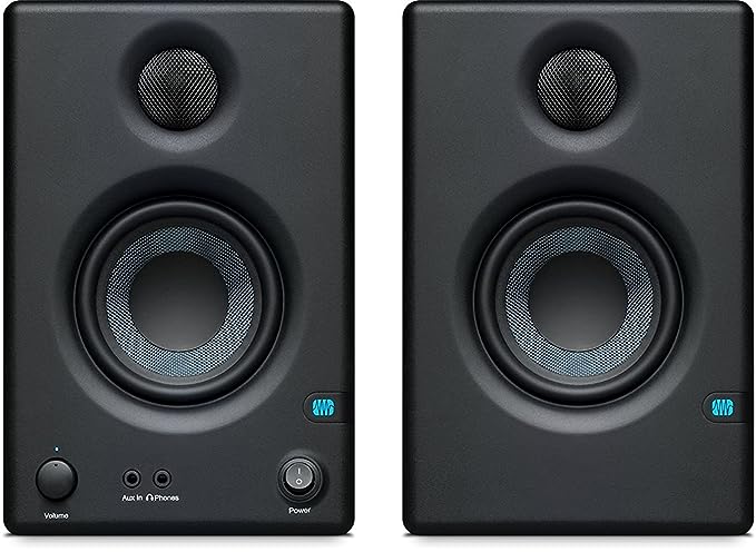 PreSonus Eris E3.5-3.5" Near Field 25 Watts RCA Auxiliary Studio Monitor Speaker (Pair) - Black